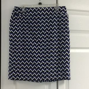Ann Taylor skirt & sweater, black/blue/cream